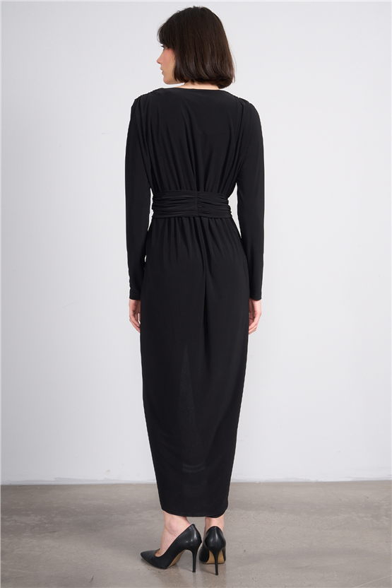 Patara Y26 5112 Siyah Kadın Sandy Kumaş Elbise S-Xl