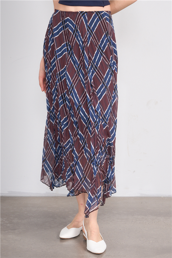 Patara Y26 7091 Kahverengi Kadın Şifon Etek S-Xxl