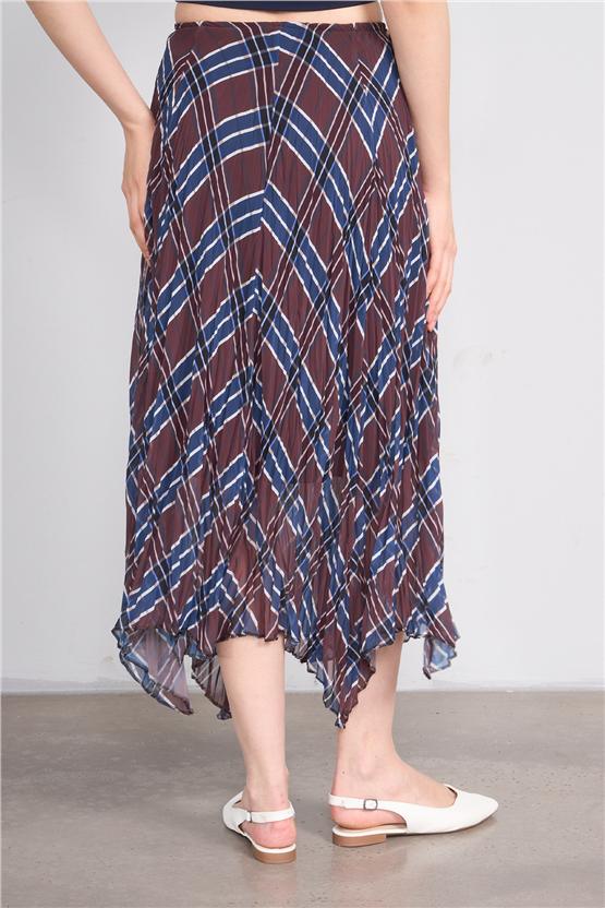 Patara Y26 7091 Kahverengi Kadın Şifon Etek S-Xxl