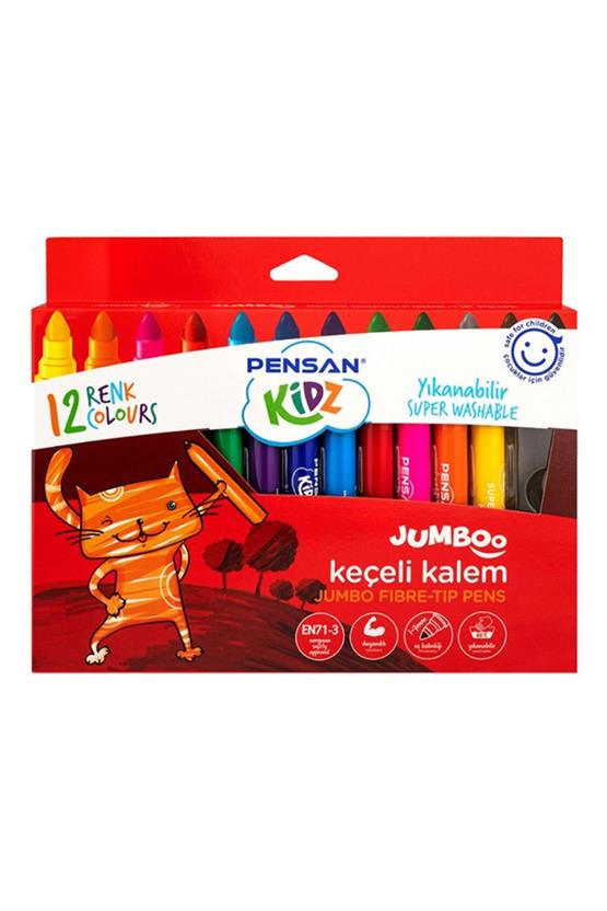 Pensan Pe99040Kk12R Kıdz Yıkanabılır Jumboo Kecelı Kalem 12 Rnk