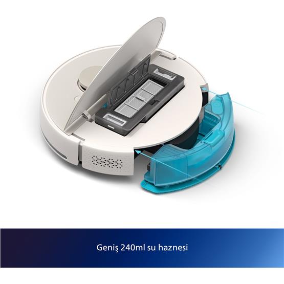 Philips HomeRun 7000 Serisi Aqua XU7100 Çöp İstasyonlu Akıllı Robot Süpürge Beyaz