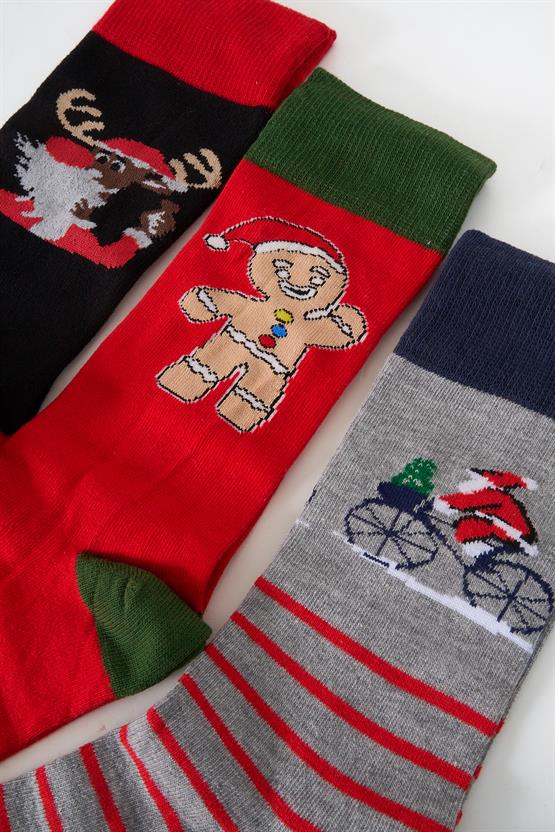 Pino 638 3lü Yeni Yıl Kutu Unisex Çorap