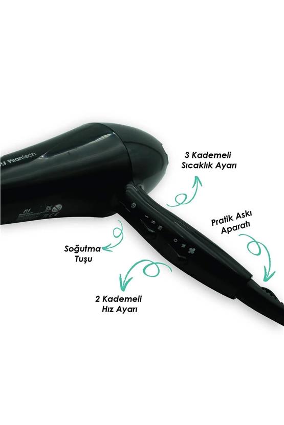 Pirantech Ks-088 Profesyonel Saç Kurutma - Fön Makinesi Siyah