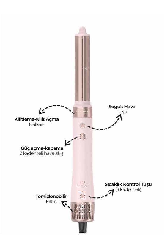 Pirantech Ks-611 Airbreeze 6 Başlıklı Saç Şekillendirme Ve Kurutma Seti - Bukle, Hacim, Hızlı Kurutma Rose