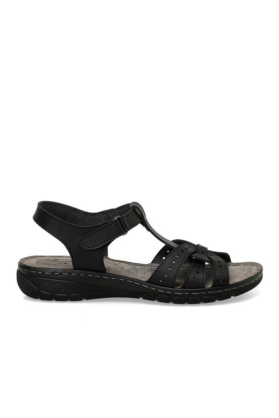 Polaris 5M 158589 Z5Fx Siyah Kadın Geleneksel Comfort Düz Sandalet