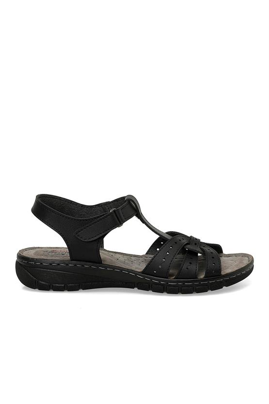 Polaris 5M 158589 Z5Fx Siyah Kadın Geleneksel Comfort Düz Sandalet