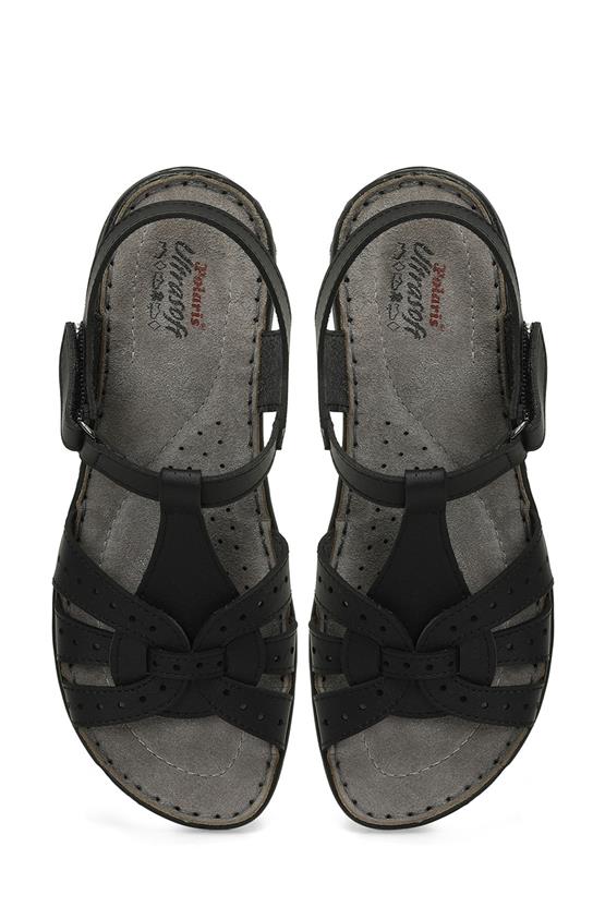 Polaris 5M 158589 Z5Fx Siyah Kadın Geleneksel Comfort Düz Sandalet