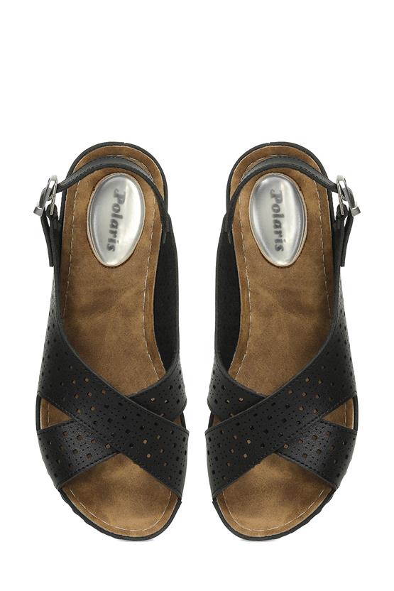 Polaris 5M 162751 Z5Fx Siyah Kadın Geleneksel Comfort Düz Sandalet