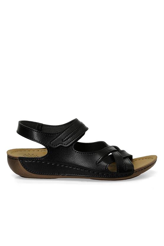 Polaris 5M 164343 Z5Fx Siyah Kadın Geleneksel Comfort Düz Sandalet