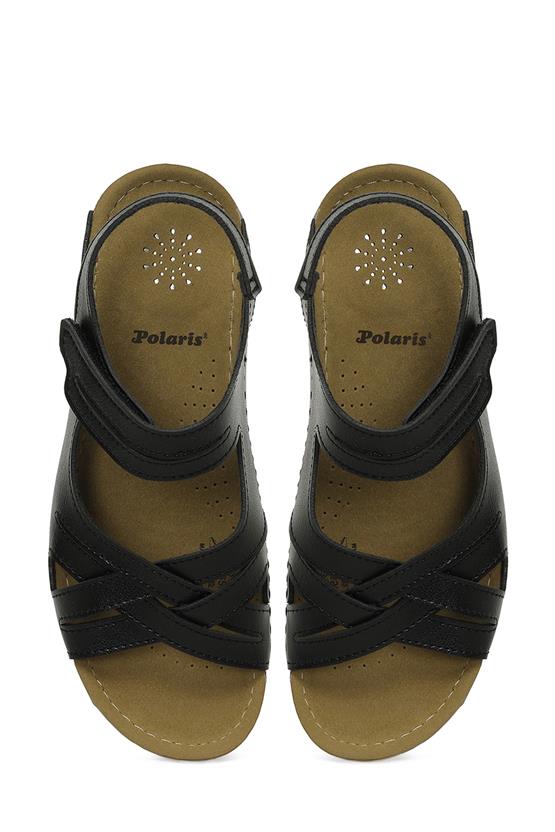 Polaris 5M 164343 Z5Fx Siyah Kadın Geleneksel Comfort Düz Sandalet