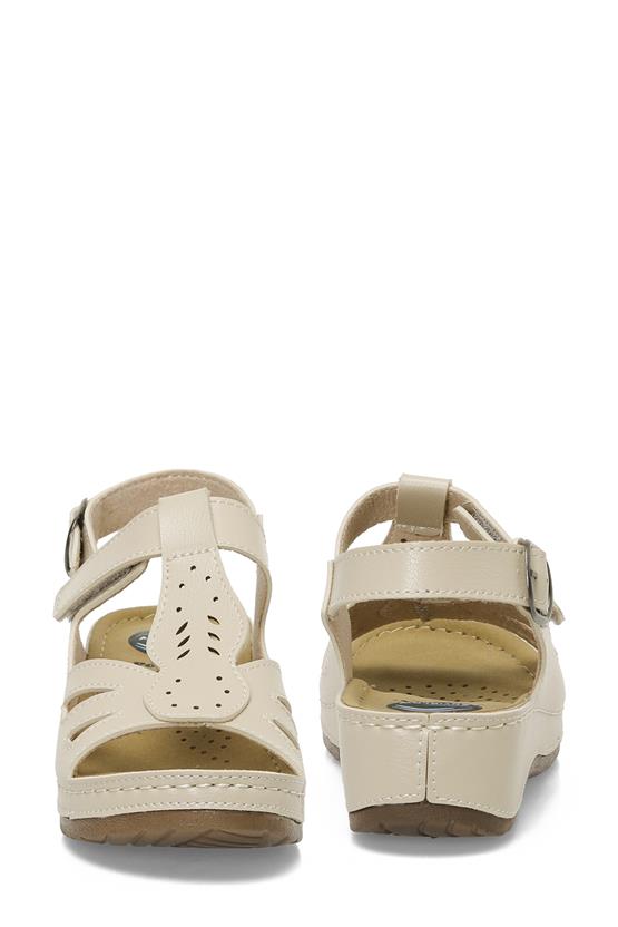 Polaris 5M 166375 Z5Fx Bej Kadın Geleneksel Comfort Düz Sandalet