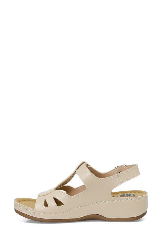 Polaris 5M 166375 Z5Fx Bej Kadın Geleneksel Comfort Düz Sandalet