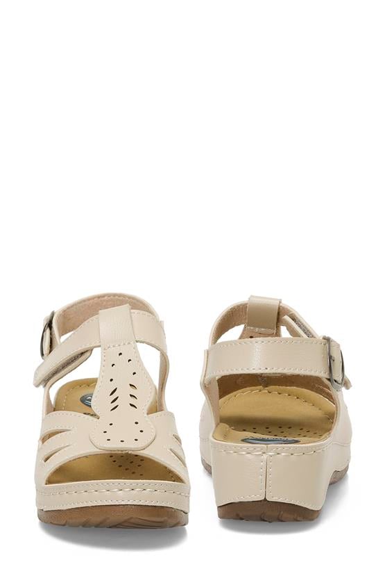 Polaris 5M 166375 Z5Fx Bej Kadın Geleneksel Comfort Düz Sandalet