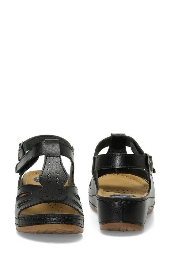 Polaris 5M 166375 Z5Fx Siyah Kadın Geleneksel Comfort Düz Sandalet