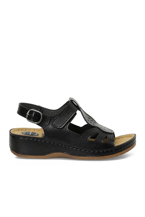 Polaris 5M 166375 Z5Fx Siyah Kadın Geleneksel Comfort Düz Sandalet