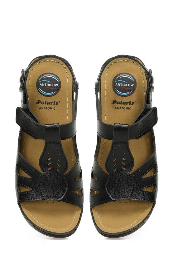 Polaris 5M 166375 Z5Fx Siyah Kadın Geleneksel Comfort Düz Sandalet
