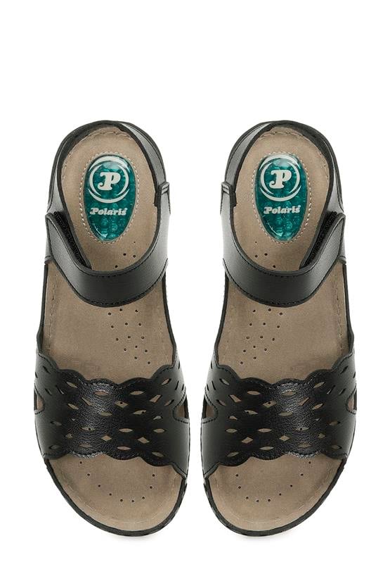 Polaris 5M 166980 Z5Fx Siyah Kadın Geleneksel Comfort Düz Sandalet