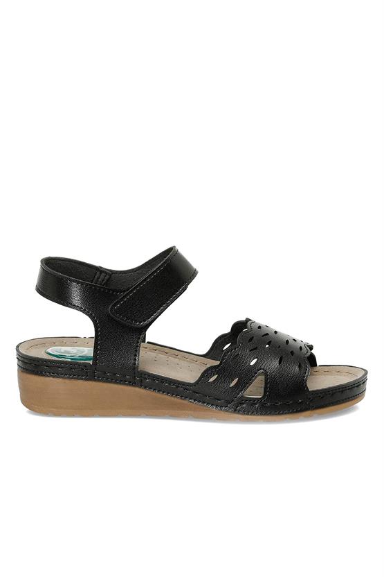 Polaris 5M 166980 Z5Fx Siyah Kadın Geleneksel Comfort Düz Sandalet