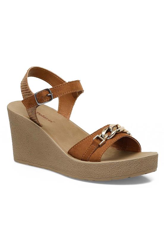 Polaris 5M 325073 Z 5Fx Taba Kadın Dolgu Sandalet