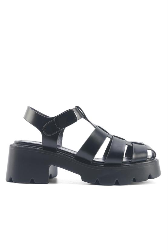 Polaris 5M 325578 Z 5Fx Siyah Kadın Kalın Taban Sandalet