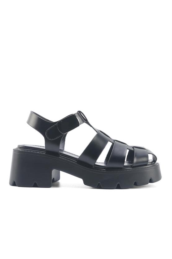 Polaris 5M 325578 Z 5Fx Siyah Kadın Kalın Taban Sandalet