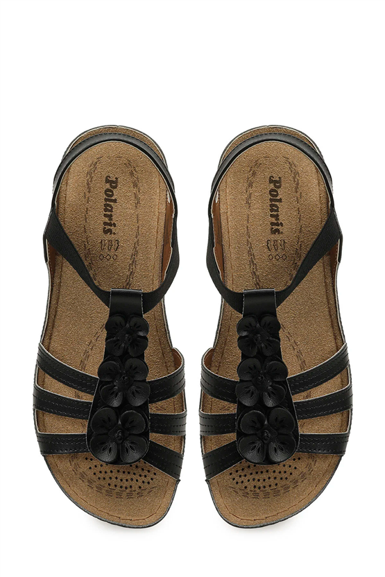 Polarıs A10225094812010 6M 157362.Z6Fx Sıyah Kadın Geleneksel Comfort Duz Sandalet