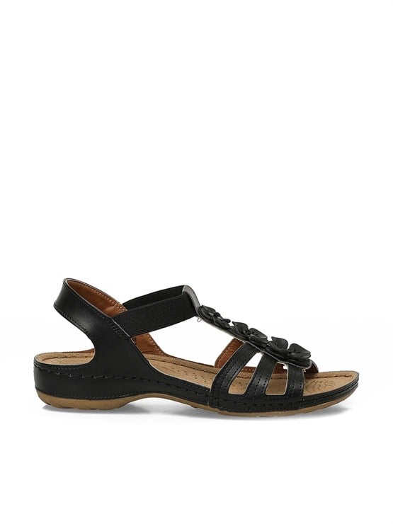 Polarıs A10225094812010 6M 157362.Z6Fx Sıyah Kadın Geleneksel Comfort Duz Sandalet