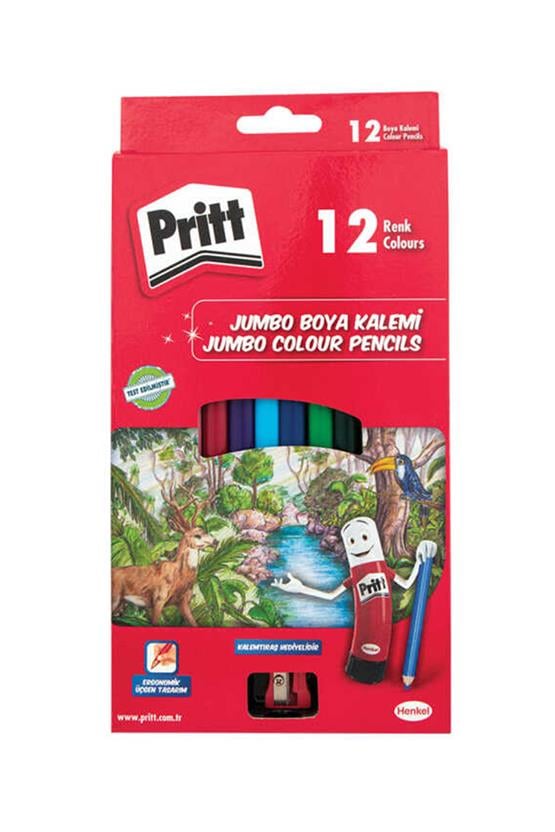 Pritt 12 Renk Jumbo Üçgen Kuru Boya
