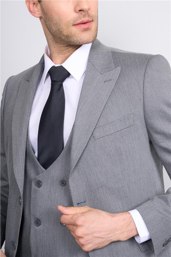 Durak Bolu Yeleklı Gri Poliviskon Erkek Takım Elbise