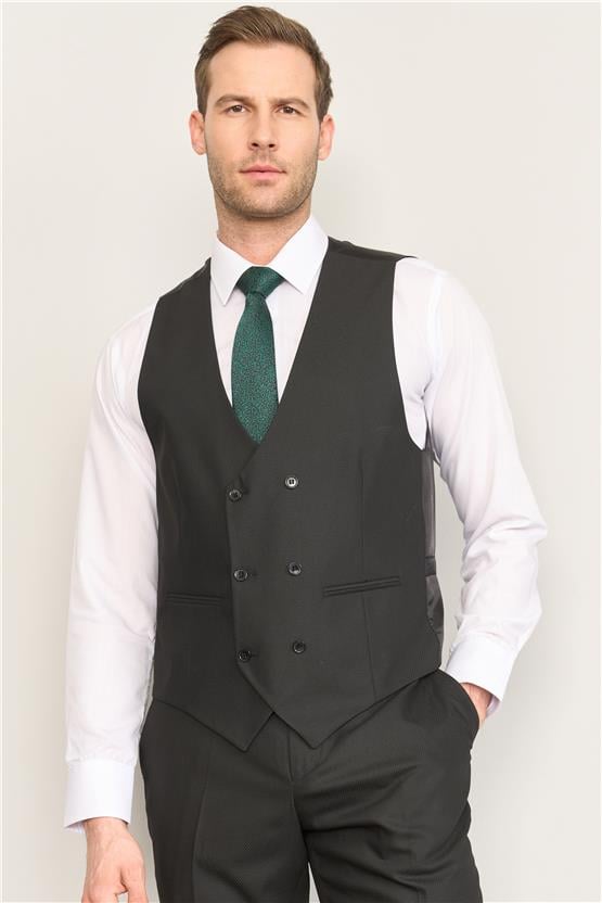 Durak Bolu Yeleklı Siyah Poliviskon Erkek Takım Elbise