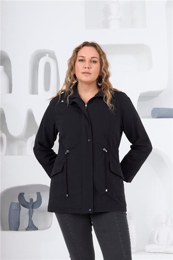 Rmg 9828 001 Siyah Kadın Trençkot 44-50