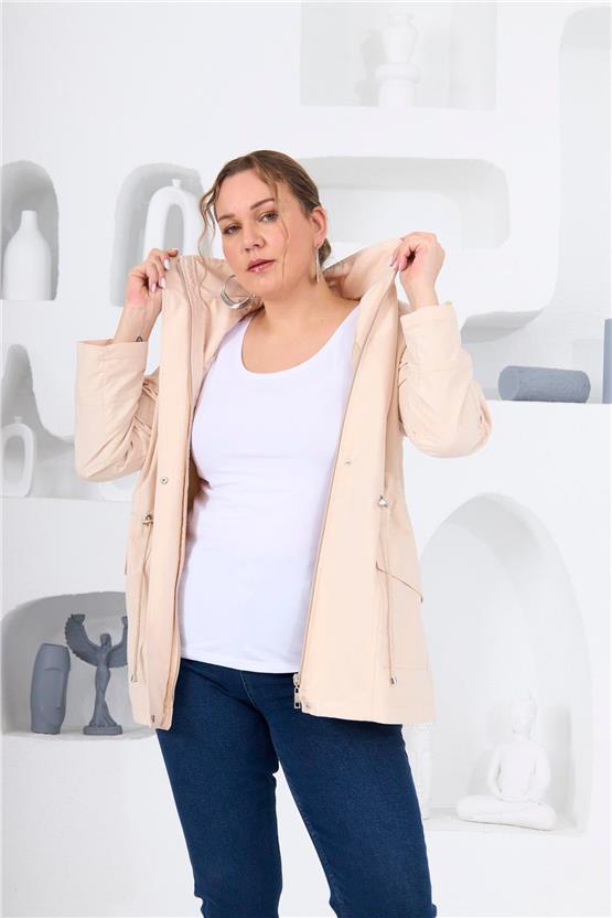 Rmg 9828 015 Krem Kadın Trençkot 44-50