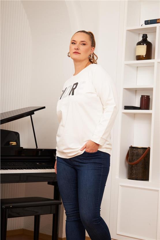 Rmg O6494 014 Ekru Kadın Sweatshirt 44-54