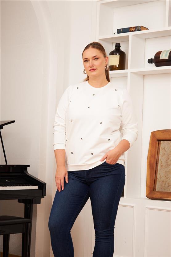 Rmg O6495 005 Beyaz Kadın Sweatshirt 44-54