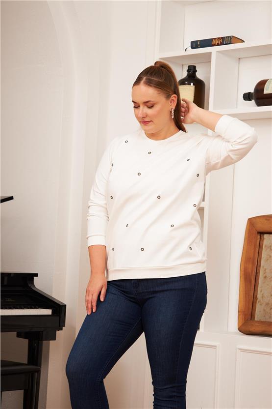 Rmg O6495 005 Beyaz Kadın Sweatshirt 44-54