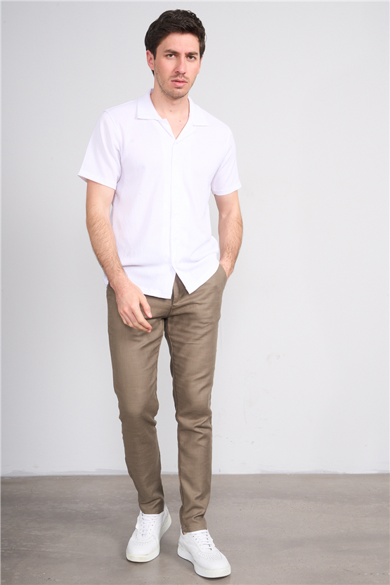 Rosso Y26 26014-A Ekru Erkek Apac Yaka Jakar Gomlek S-Xxl