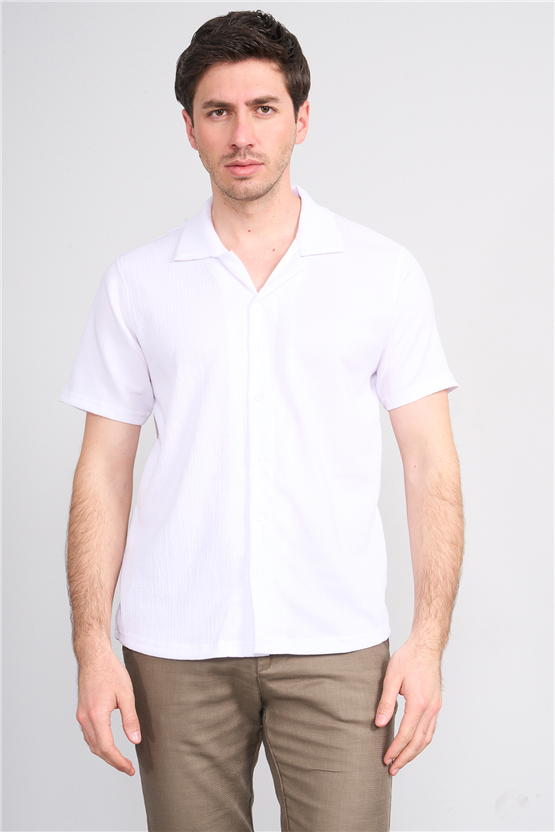Rosso Y26 26014-A Ekru Erkek Apac Yaka Jakar Gomlek S-Xxl