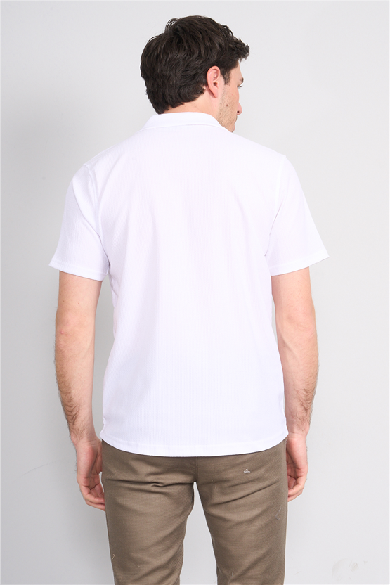 Rosso Y26 26014-A Ekru Erkek Apac Yaka Jakar Gomlek S-Xxl