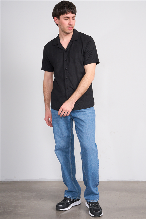 Rosso Y26 26014-A Siyah Erkek Apac Yaka Jakar Gomlek S-Xxl