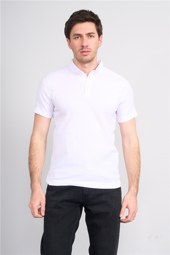 Rosso Y26 26014-P Ekru Erkek Polo Yaka Jakar Tişört S-Xxl