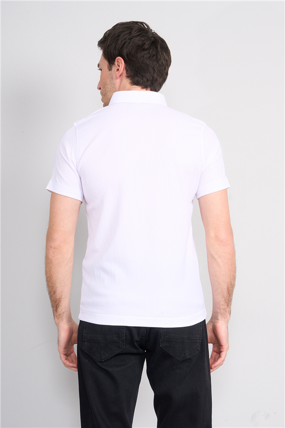 Rosso Y26 26014-P Ekru Erkek Polo Yaka Jakar Tişört S-Xxl