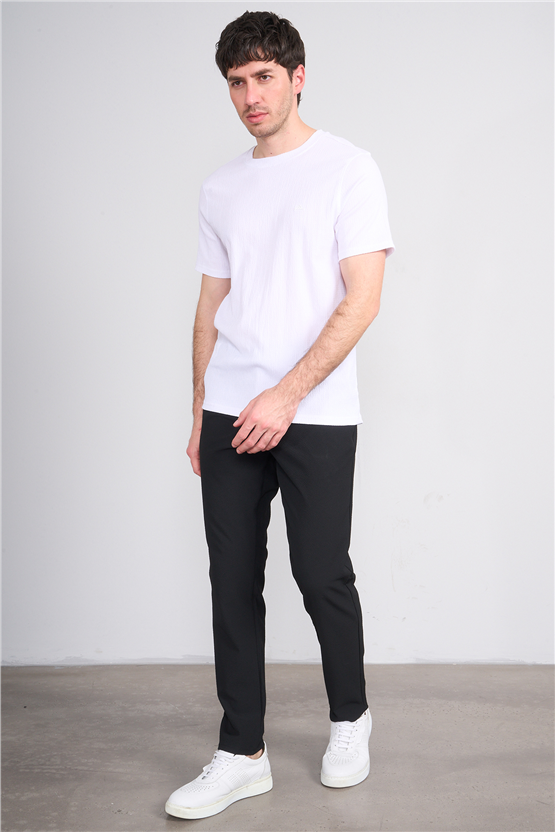 Rosso Y26 26014-S Ekru Erkek Sıfır Yaka Jakar Tişört S-Xxl