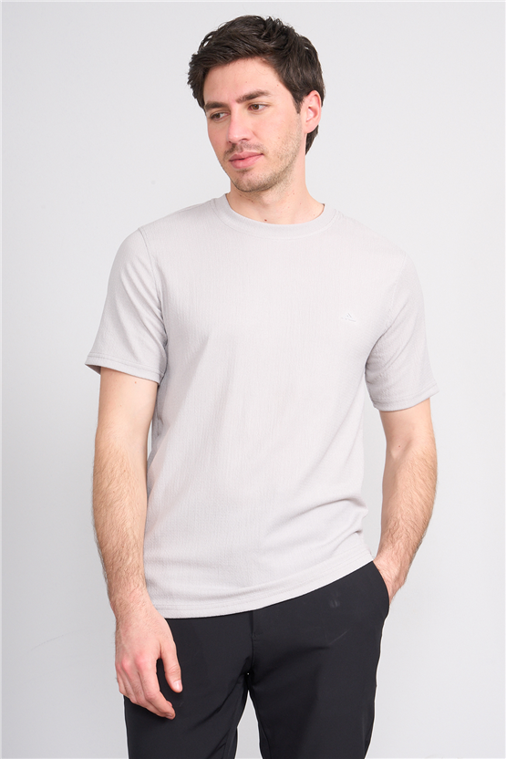Rosso Y26 26014-S Gri Erkek Sıfır Yaka Jakar Tişört S-Xxl