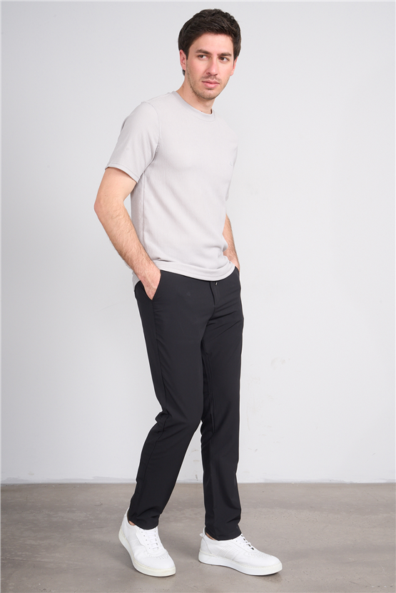 Rosso Y26 26014-S Gri Erkek Sıfır Yaka Jakar Tişört S-Xxl