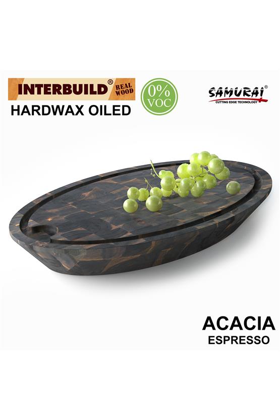 Samurai Interbuild Masif Akasya End Grain Oval Kesme Tahtası 59x39x7,8 cm Espresso 672209
