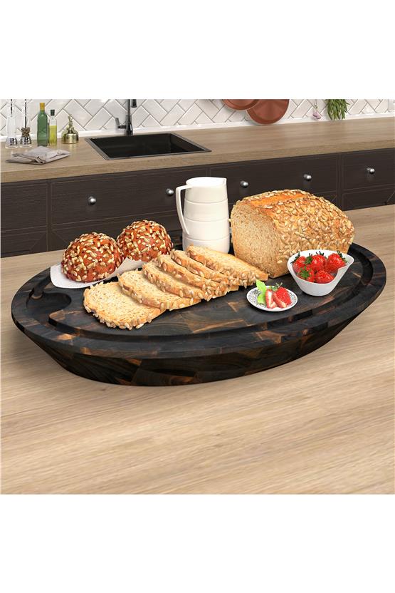 Samurai Interbuild Masif Akasya End Grain Oval Kesme Tahtası 59x39x7,8 cm Espresso 672209