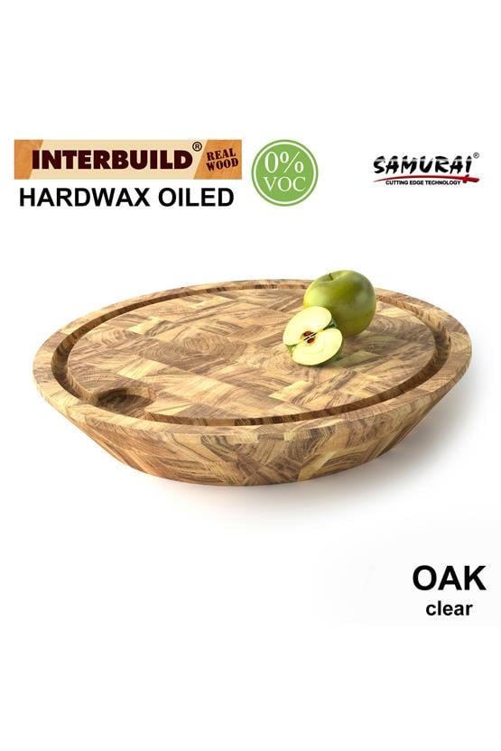Samurai Interbuild Masif Meşe End Grain Yuvarlak Kesme Tahtası 60,5 cm Çap 7,8 cm Naturel Meşe,Şeffaf 672438