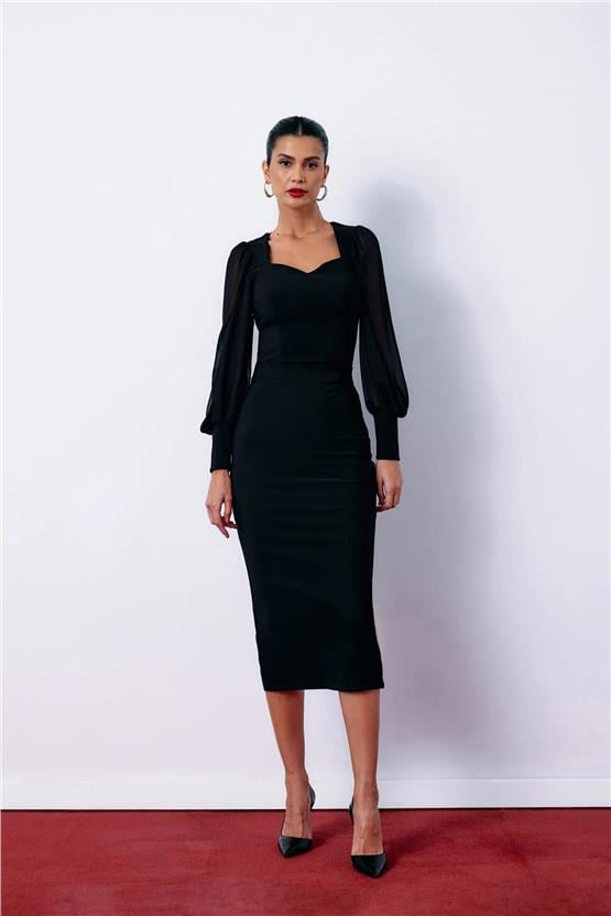 Sateen 1037-4019 Siyah Kadın Kalem Etek