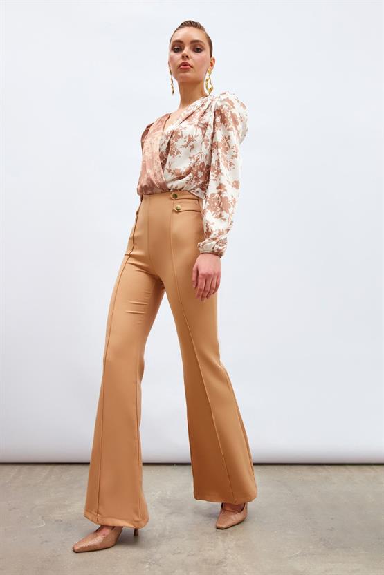 Sateen 139 317 5506 Camel Kadın İspanyol Paca Pantolon