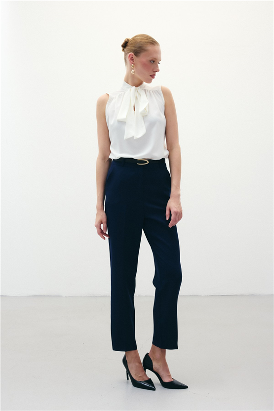 Sateen 1860-506 Lacivert Kadın 6 Kemerlı Pantolon